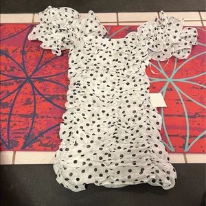 Lulus ruffled polka dot bodycon dress